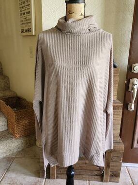 Womens Cozy Waffle Knit Turtleneck Top